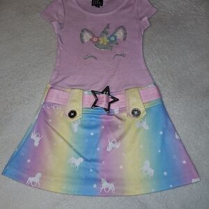 Lilt Childs Rainbow Unicorn Dress With Star Buckle